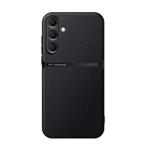 Case For(Compatible With Samsung S25 Plus) Litchi Leather Magnetic Full Coverage Shockproof Pho Premium Leather TPU Silicone Hybrid Texture Is Non-Slip And Shockproof Phone Case Cover (Black) Cellular phone case