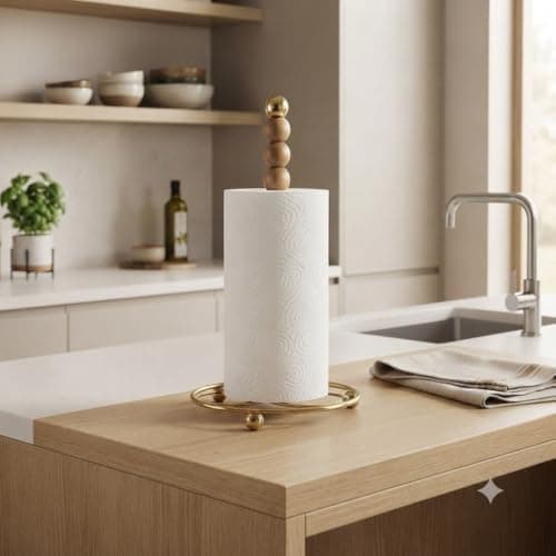 Generic Kitchen Paper Towel Holder, Wood and Metal, High-quality imported wood, Rust-resistant metal, Available in multiple colors, .ar