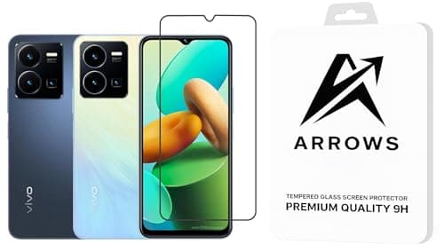 ARROWS Tempered Glass Screen Protector compatible with Vivo Y03 – Black Frame, Anti-Dust ESD Technology, Scratch Resistant, Bubble-Free Installation, HD Clarity (Vivo Y03)