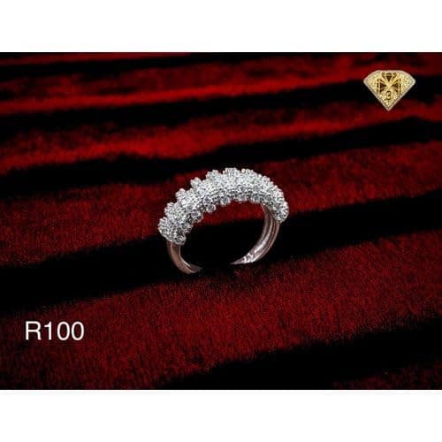 3 Diamonds 292474661778880 Platinum Plated Ring for Women with Zircon Stone - Silver
