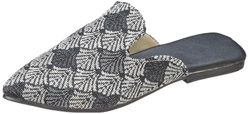 OX womens OX-W-52-Black/White Slipper Sandal