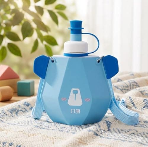 Cute Cartoon Teddy Bear Water Bottle for Kids with Adjustable Shoulder Strap, Cartoon Water Bottle - Bear Design Leak-Proof Plastic Container with Shoulder Strap for Kids for School and Trips