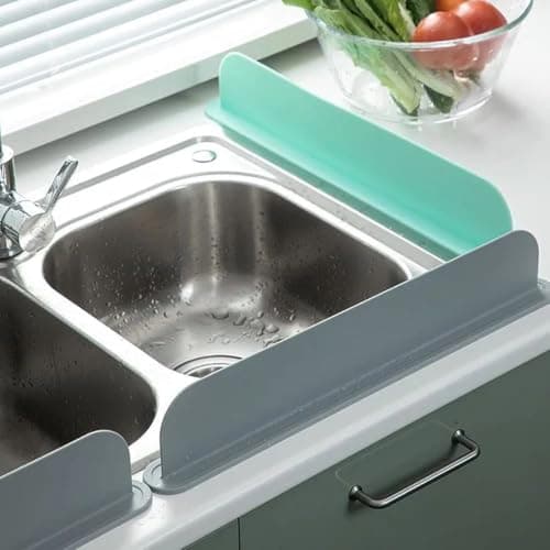 Flexible Sink Splash Guard for Kitchen and Bathroom Water Splashing Barrier with Suction Cup Mount Adjustable Reusable Shield Protector for Sinks