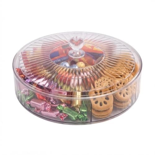 Modern Multi-Compartment Clear Candy and Crisper Organizer with Lid - Perfect for Guest Hostess and Organizing Storage in Style