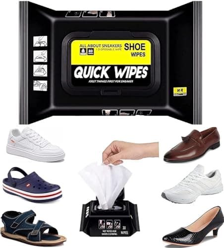 TCCO ENTERPRISE Natural Sneaker & Shoe Cleaner Wipes - Portable Sneakers Cleaner Shoe Wipes Quickly Remove Dirt & Stains - These Disposable Shoe Cleaning Wipes Can Be Used On Most