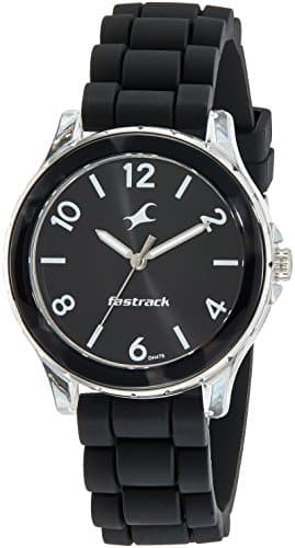 Fastrack Watch for Women, Quartz Movement, Analog Display, Black Silicone Strap-68009PP09 / 68009PP09