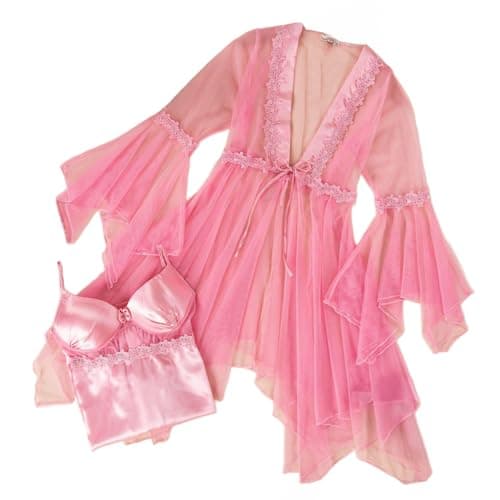 Lingerie Set 2 Piece Short Robe and Sleeveless Top Babydoll Soft Dress Nightgown Short Lingerie for Women One Size 50K to 80K (NO:2013) Nightgown nightshirt