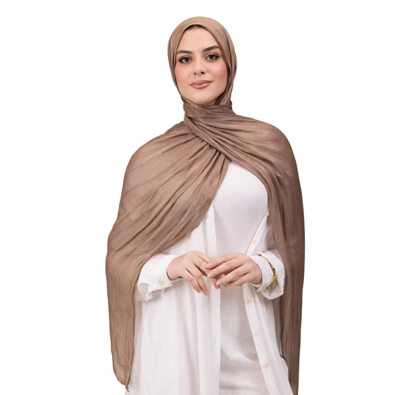 Farah Satin Organza Scarf For Women-Caffe-190 * 70Cm