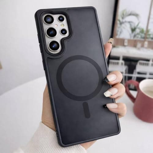 ECO Magnetic case for Samsung Galaxy S25 Ultra, Full Camera Protection with lens, Compatible with wireless charging, Transparent clear, Shockproof Case For samsung s25 ultra (Translucent Black)
