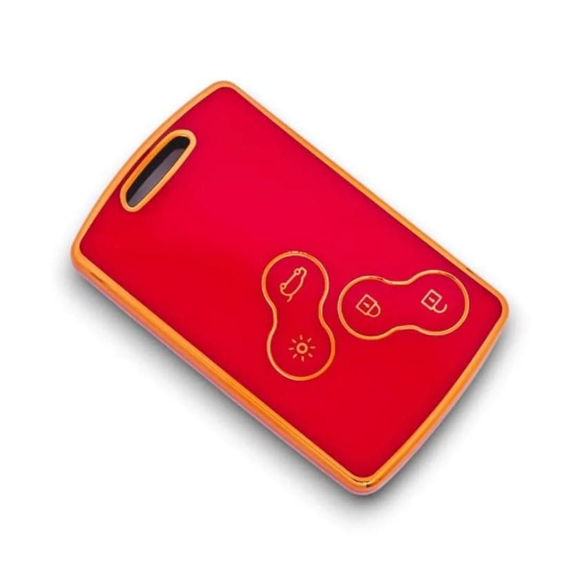 Premium TPU Key Fob Cover Compatible with Renault Duster Captor Clio 4 Logan Megane 1 2 3 Koleos Scenic Red and Gold Auto key shell