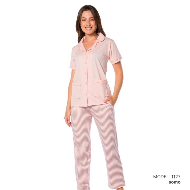 Cotton Zone Women?s home wear Set - soft short and a short-sleeve shirtWomen?s home wear Set - soft pants and a short-sleeve shirt - PL1127 Pajamas