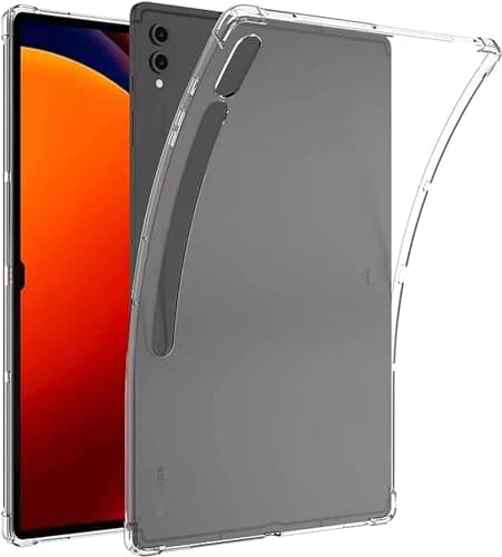 Clear Case Compatible with Samsung Galaxy Tab S9 Plus 2023 Cover, Soft TPU Ultra-Thin Cover, Full Coverage Air-Cushion Shockproof Protective Bumper Case for Galaxy Tab S9+, 12.4"