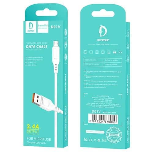 Denmin 1M Micro USB Male-to-Female Data Cable for Android Smartphone - White Electronic cable