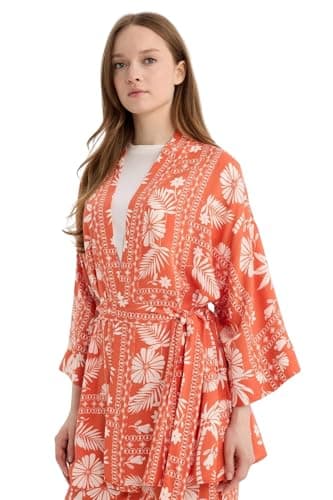 DeFacto Womens Traditional Relax Fit Shawl Neck 3/4 Sleeve Woven Top Long Sleeve Shirt Shirt (pack of 1)