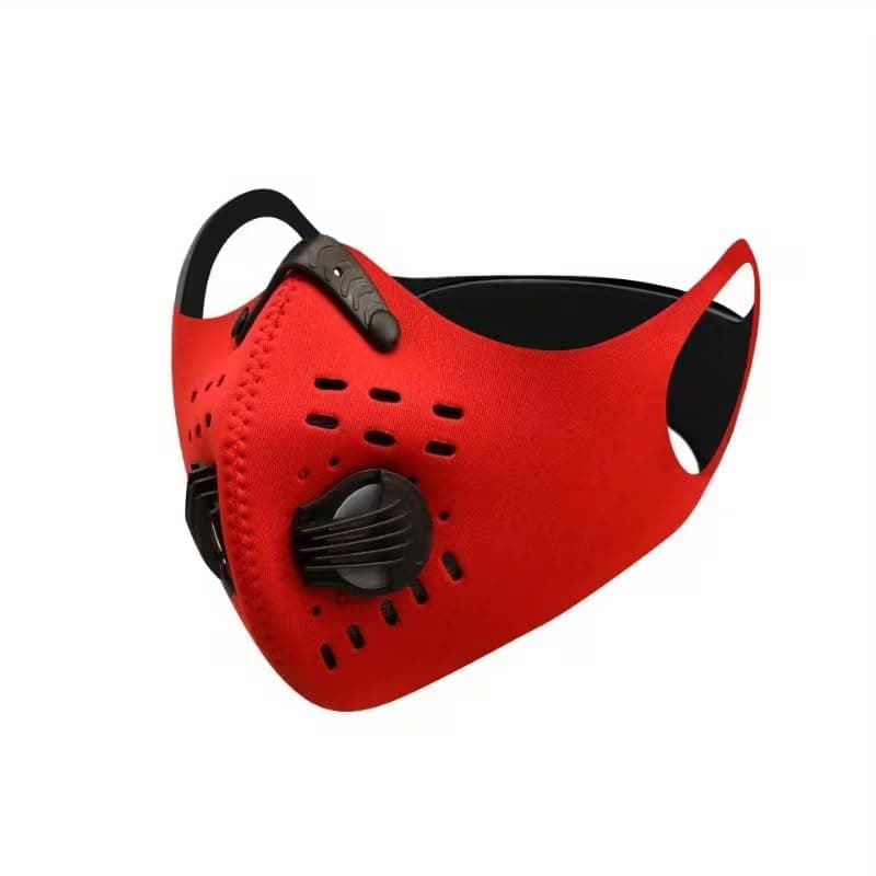 KaberTrade KaberTrade Face Mask and Filter Valve Reusable Breathable Dust Pollution Protection Outdoor Sun Protection for Men Women (1 Piece, Red, Code:7605)