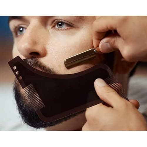 Beard Comb All In One Styling Tool With Shaving Stencil Set For Chin Beard Neck Line Precision Shaping Grooming Guide Easy Beard Styling Control Hair comb