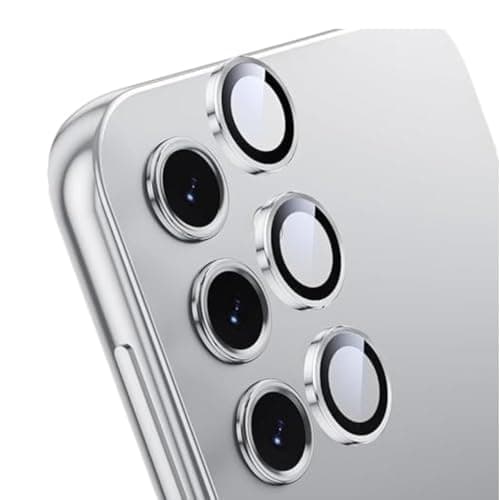 BESHYAKA Tempered Glass Camera Protection for Samsung Galaxy A57 / Samsung Galaxy A37, Individual Metal Ring Lens Protection, 9H Hardness, Anti-Scratch, HD Clear, Easy install- (Silver)