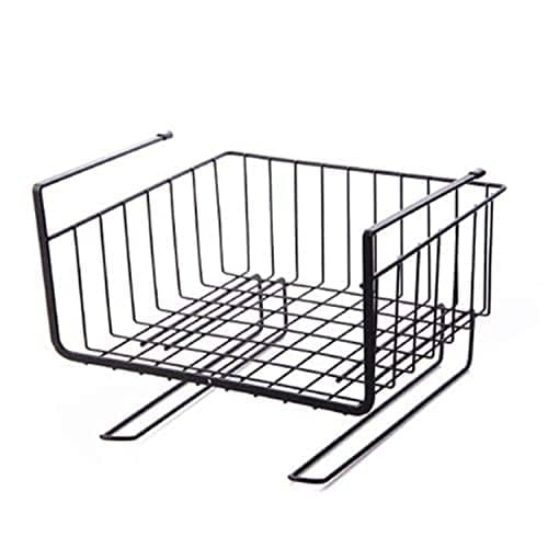 Generic Multifunctional Black Metal Hanging Shelf, 28cm W x 35cm H x 1cm D, Modern Style, Adjustable Size, Kitchen & Office Use Storage rack