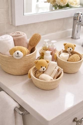 Generic Woven Rope Storage Basket Set for Children's Rooms and Bathrooms, 3 Piece Organiser, .sa