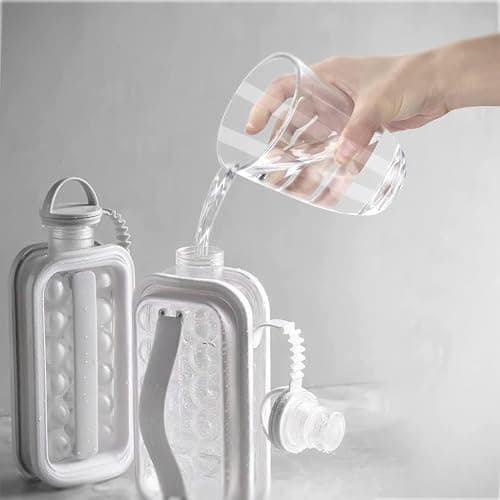 Circle M Ice Cube Maker Bottle Set, Creative Design with Pouring Spout for Water/Juice/Coffee, Transparent Random Color Ice cube tray