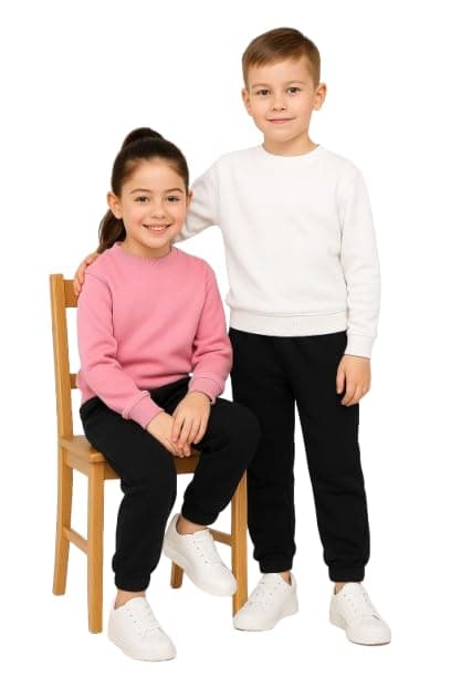Ajyal Kids Jogger Sweatpants with Elastic Waistband and Pockets, Casual Athletic Wear, Unisex, Melton Pants