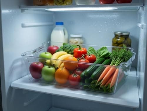 Generic Acrylic Refrigerator Organiser with Handle, Large Drawer, Clear, Multi-Purpose for Storing Food and Fruit, .bak Item container