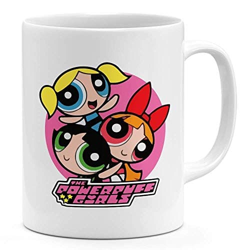 Loud Universe Power Puff Girls Classic Cartoon 11oz Coffee Mug Cute Sticker Style 11oz Ceramic Novelty Mug Drinking cup