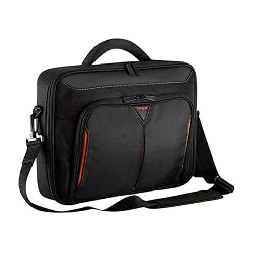 Targus Classic Clamshell Premium Protective Laptop Bag with Handles specifically designed to fit up to 14-Inch, Black/Red (CN414EU) Handbag