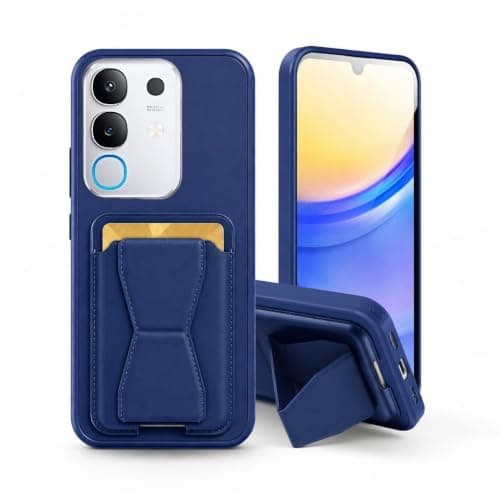 3M Store Leather Case Compatible for VIVO Y29 4G Shockproof Leather Back Card Storage & case built-in Stand PU leather for a stylish look, comfortable grip, Blue Cellular phone case