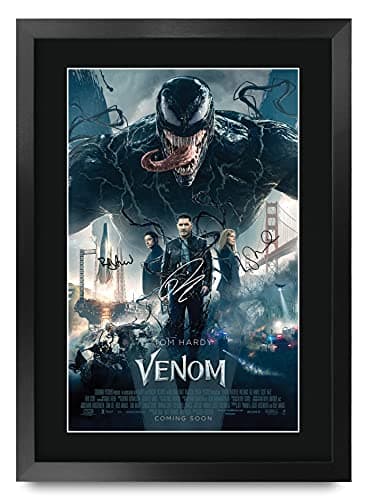 HWC Trading Venom The Cast Tom Hardy Riz Ahmed Gifts Printed Poster Signed Autograph Picture for Movie Memorabilia Fans - A3 Framed