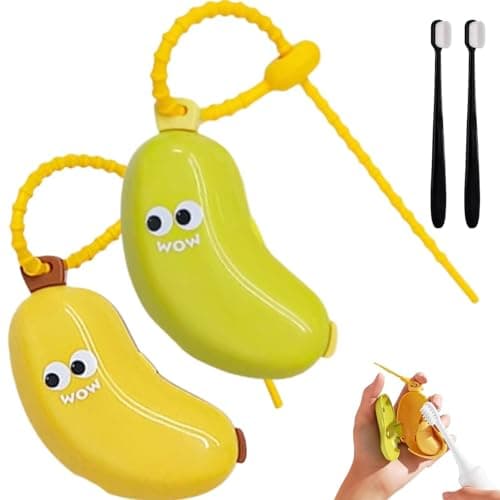 The new banana-shaped toothbrush holder set - practical and cute at the sametime! The set includes: Toothbrush Case Banana Toothbrush Holder - Cute Silicone Storage Kit with Toothpaste Dispenser for B