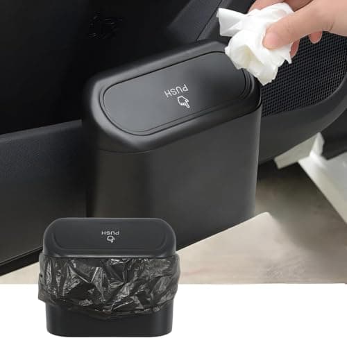 Car Trash Can with Push Lid Easy Open Trash Can Portable Mini Trash Can Leak Proof Car Storage Organizer for Backseat Car Door