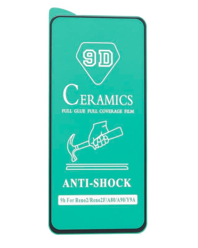 ​9D Ceramics Full Coverage Anti-Shock Screen Protector for Oppo Reno 2 / Oppo Reno 2 F/Huawei Y9a,Clear & Black
