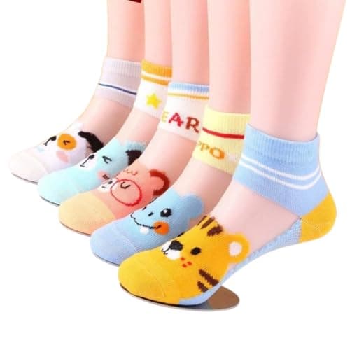 Kids Ankle Socks with Cartoon Animal Prints, 3 Pairs | Assorted Designs, Boys & Girls, Ankle Length, Soft Cotton, Colourful Patterns