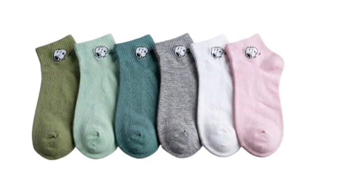 r Ankle Socks for Women, 6 Pairs, Multicolour-V6 | Cartoon Embroidery, Pastel Colours, Ankle Length, Soft Cotton Blend, Casual Everyday Wear
