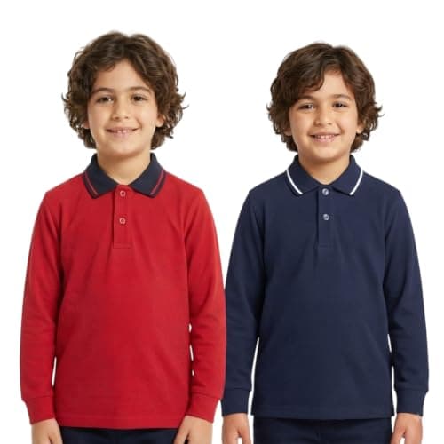 Red Circle Bundle of 2 long Sleeve Polo T-Shirt Kids red-navy 8 Outerwear