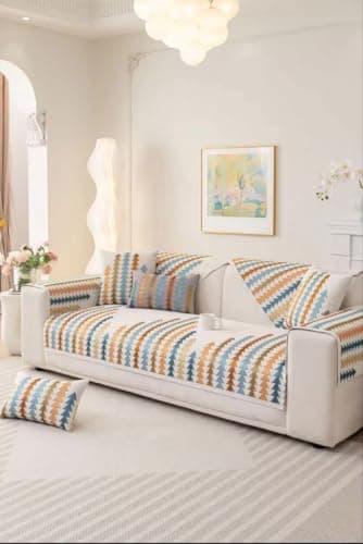 Generic Sofa Cover Set, Multi-Color, 10-Piece Set with 2 Chairs and 6 Backrest Covers, 190x70cm Large Sofa (off white) .flo Furniture cover