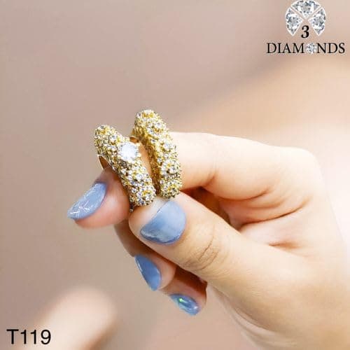 3 Diamonds 292474661779338 Elegant Women's Twin Rings - High-Quality Gold-Plated with Zircon Stones