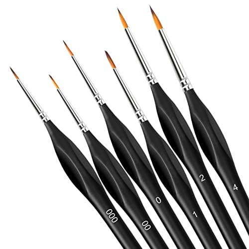 Silithus Paint Brushes Set 6 Pcs Fine Detail Rock Painting Brushes Set Paint Supplies Numbered for Oil Watercolor Acrylic - Scale Models (Black)