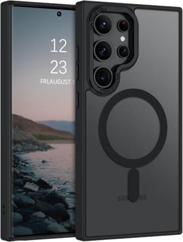 Case Cover Translucent Matte Slim Shockproof Magnetic Phone Case (Compatible with Samsung S24 Ultra) Women Men Girl Boy Protective Cover (Black) Cellular phone case
