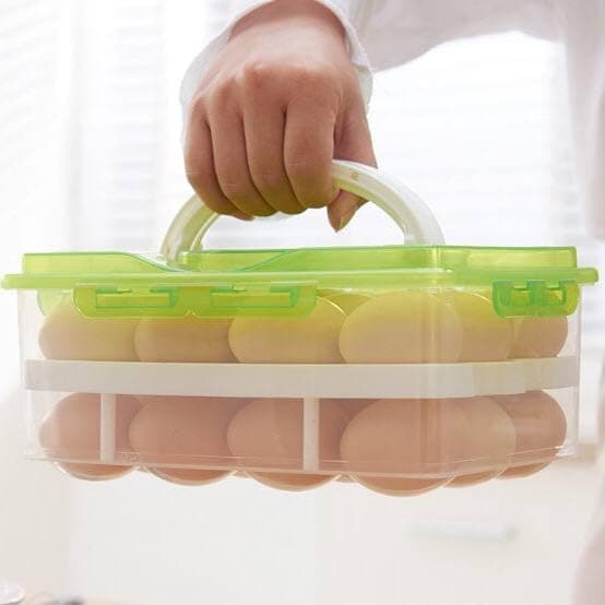 Generic Double Layer Egg Carton with Handle, Food-Grade Plastic, Stackable 2-Tier Storage Container with Sealed Lid, .hg
