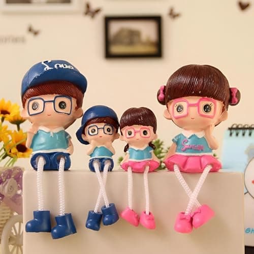 Happy Family Figurines Set- Perfect Housewarming, Birthday, or Wedding Anniversary Gift - 4 Distinctive Pieces To add warmth and joy to homes, a perfect romantic decorative option for a wedding annive