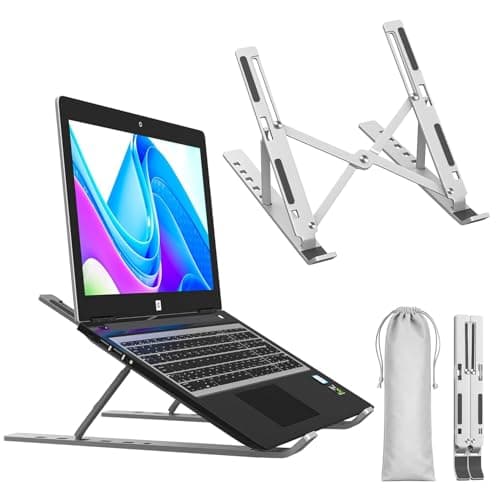 Metal Laptop Stand Foldable 6 Height Levels Adjustable Tablet Travel Holder