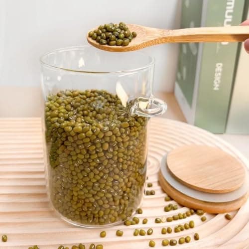 Generic Glass Spice Jar with Lid and Wooden Spoon, 300ml, .Ais Food storage container