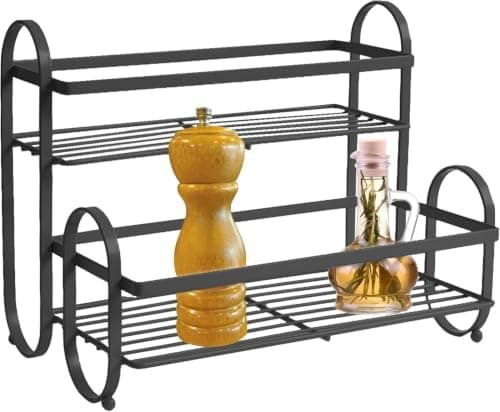 2-Tier Metal Spice Rack Organizer for Kitchen Bathroom and Cosmetics