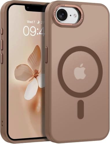 Case Cover Translucent Matte Slim Shockproof Magnetic Phone Case (Compatible with iphone 16E) Women Men Girl Boy Protective Cover (Brown) Cellular phone case
