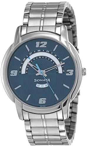 Sonata Watch for Men, Automatic Movement, Analog Display, N/A Metal Strap-NP77031SM07