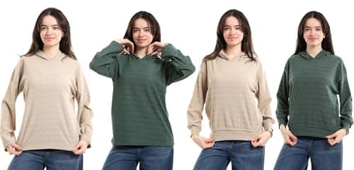 Red Circle Womens Bundle of 4 Comfortable Casual Long Sleeve Sweatshirt Bundle of 4 Comfortable Casual Long Sleeve Sweatshirt