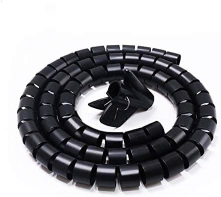 Flexible Spiral Cable Management Sleeve 2 Meter Long 2Cm Diameter Black Wire Organizer Wrap Cord Cover Tube For Desk TV Computer Office Home Durable Cable Protector For Neat Tidy Cable Arrangement