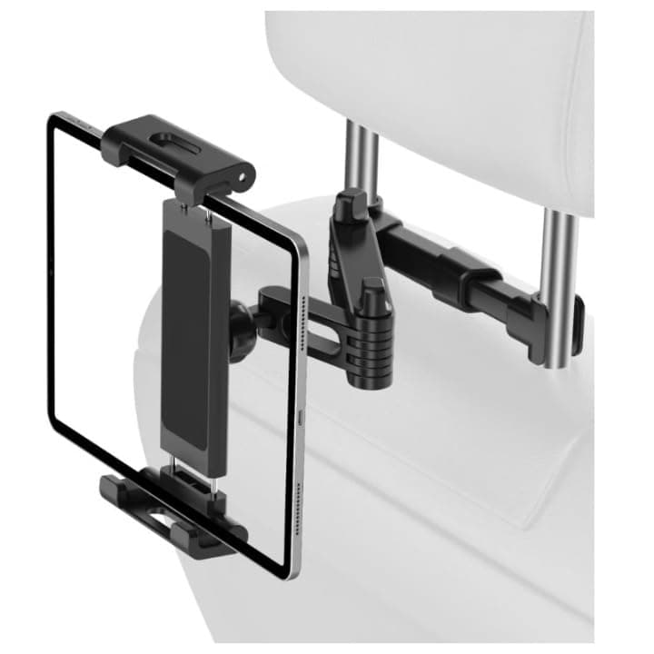 Car Back Seat Mobile Phone Tablet Holder 360 Degree Rotation | Anti-skid pad, charging slot, adjustable adjustment screws, folding arm, suitable for kids Portable electronic device mount